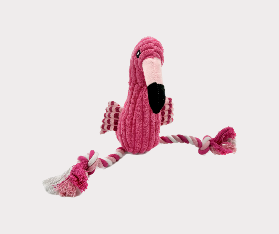 Flamingo Plush & Rope Toy