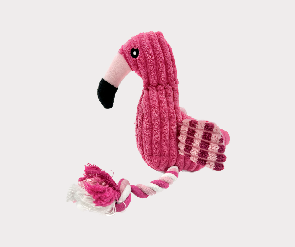 Flamingo Plush & Rope Toy